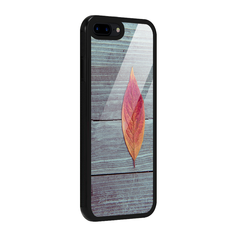 Classic Wood Leaf Glass Back Case for iPhone 8 Plus