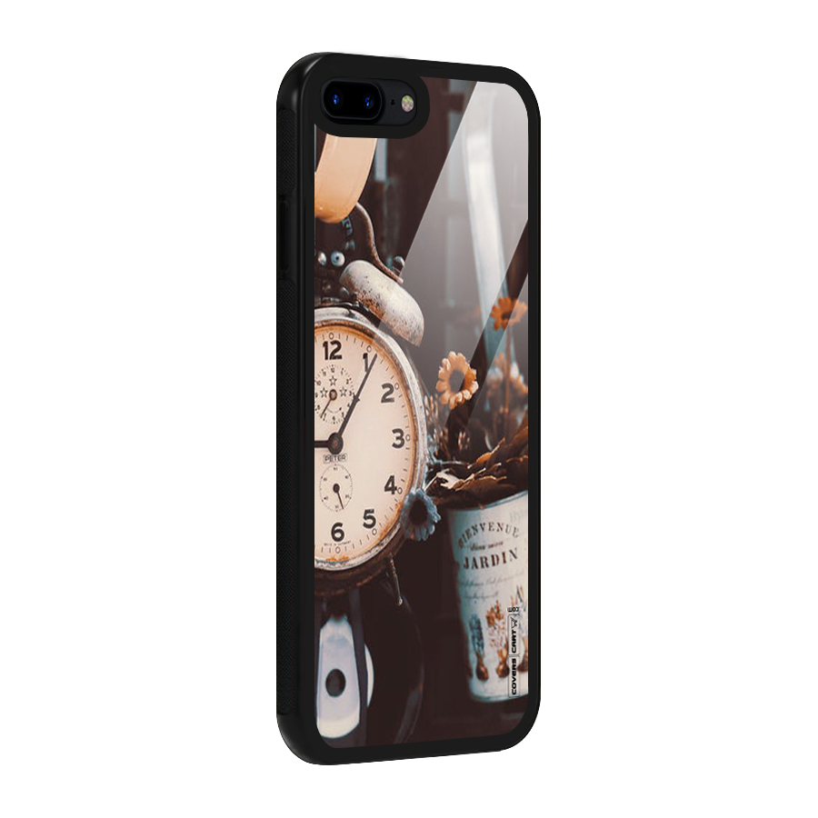 Clock And Flowers Glass Back Case for iPhone 8 Plus