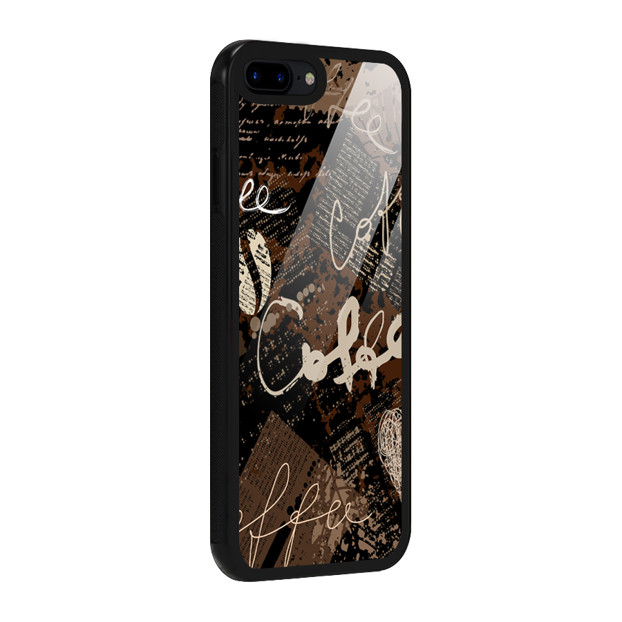 Coffee Scribbles Glass Back Case for iPhone 8 Plus