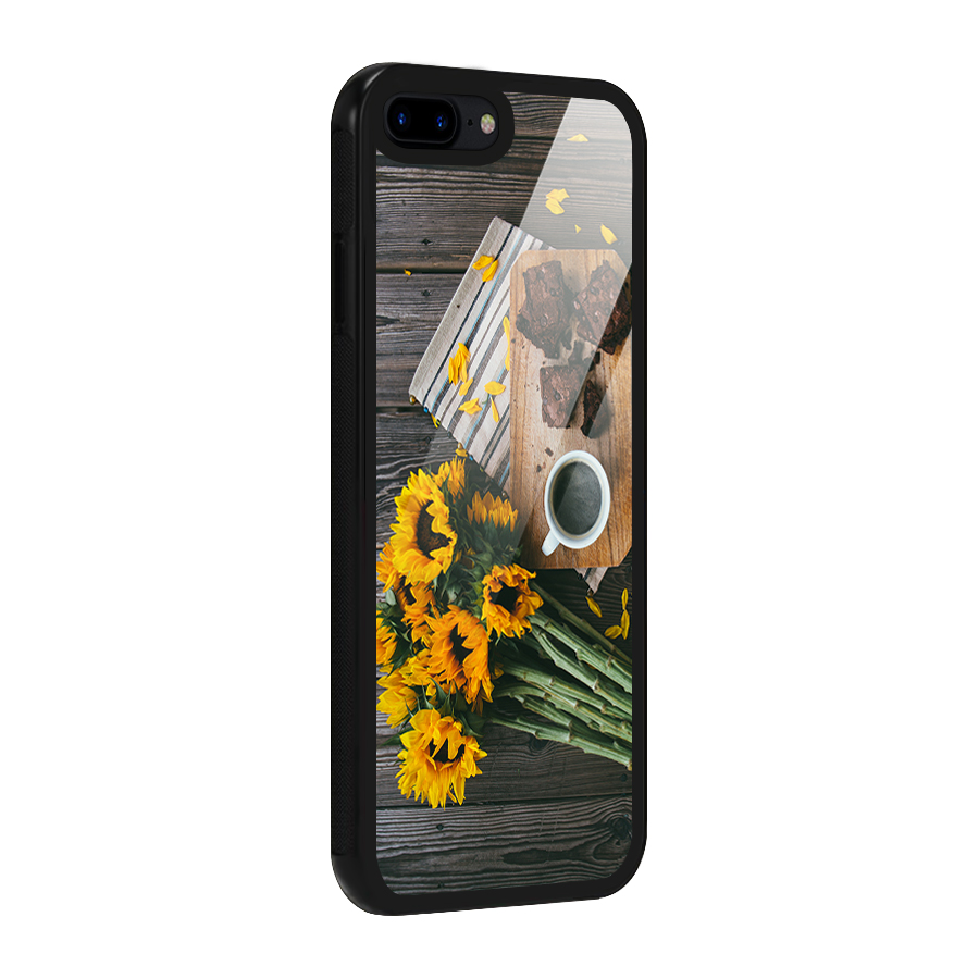 Coffee and Flowers Glass Back Case for iPhone 8 Plus