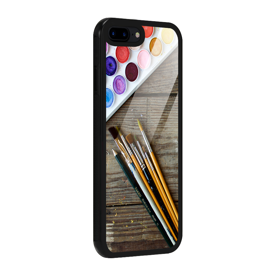 Color Palette and Brush Glass Back Case for iPhone 8 Plus