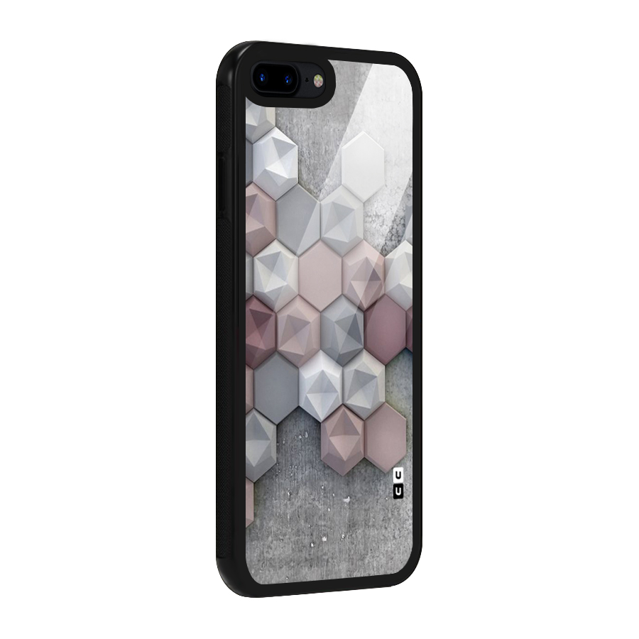 Cute Hexagonal Pattern Glass Back Case for iPhone 8 Plus