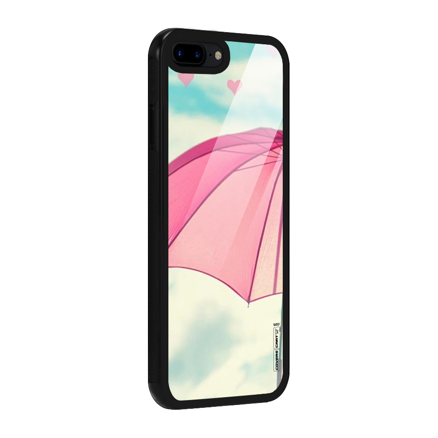 Cute Pink Umbrella Glass Back Case for iPhone 8 Plus