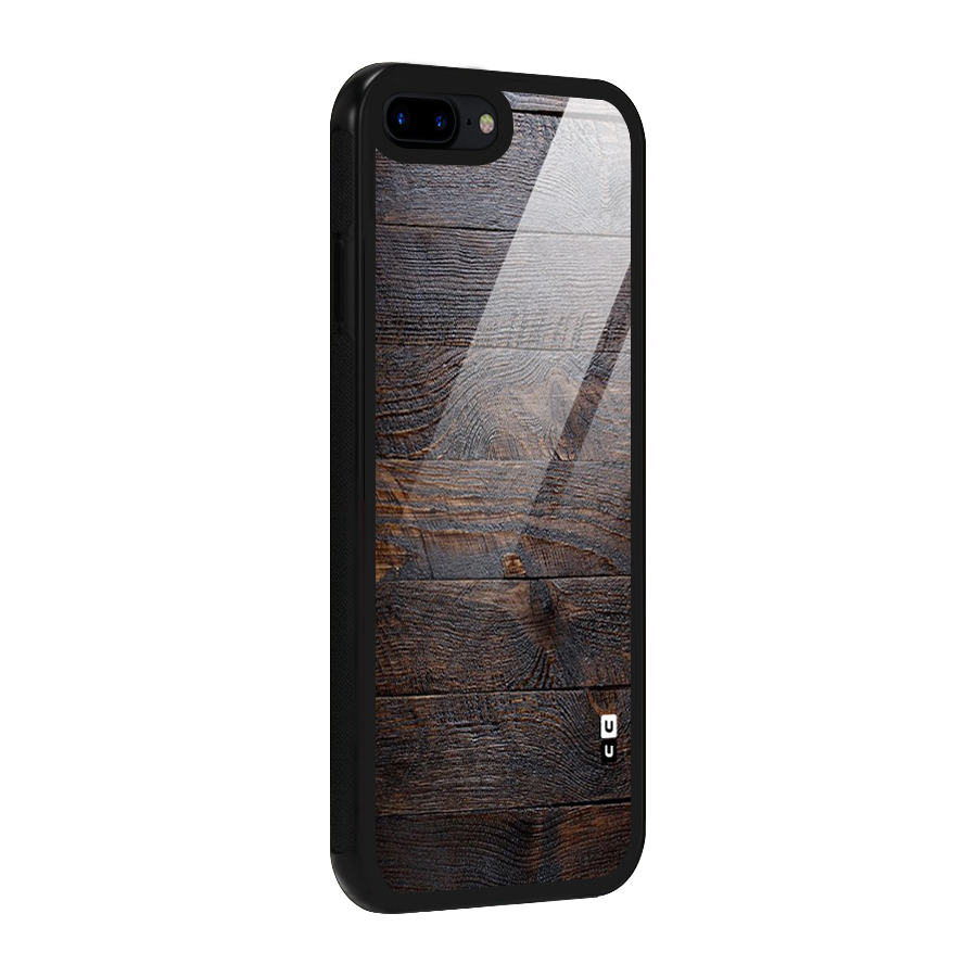 Dark Wood Printed Glass Back Case for iPhone 8 Plus
