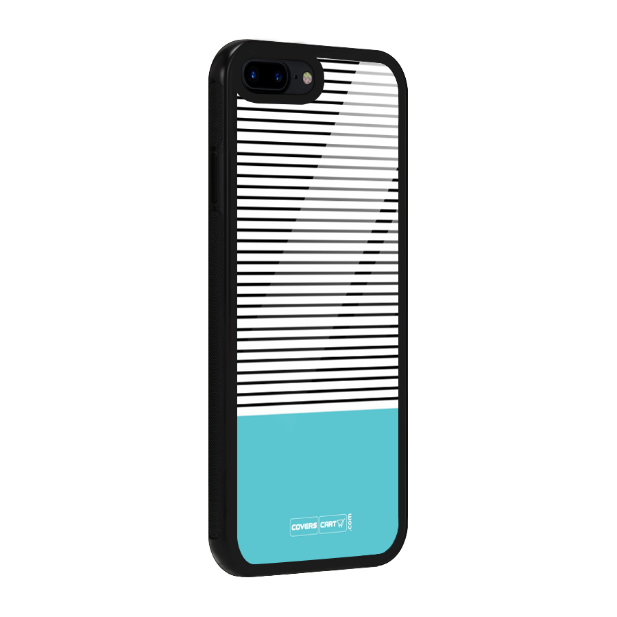 Deep Sky Blue Stripes Glass Back Case for iPhone 8 Plus