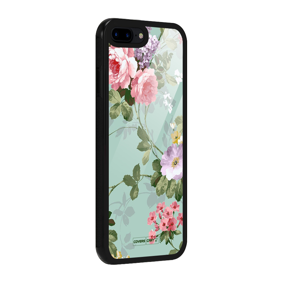Desinger Floral Glass Back Case for iPhone 8 Plus