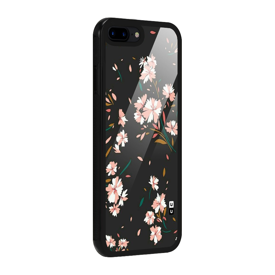 Floral Petals Peach Glass Back Case for iPhone 8 Plus