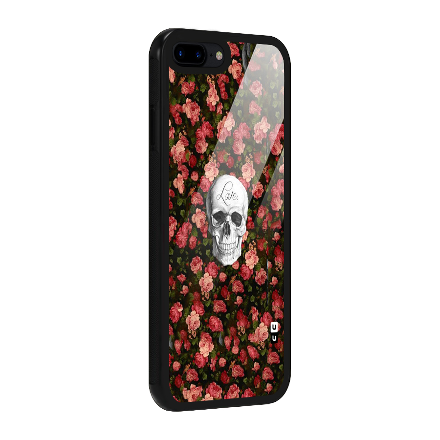 Floral Skull Love Glass Back Case for iPhone 8 Plus