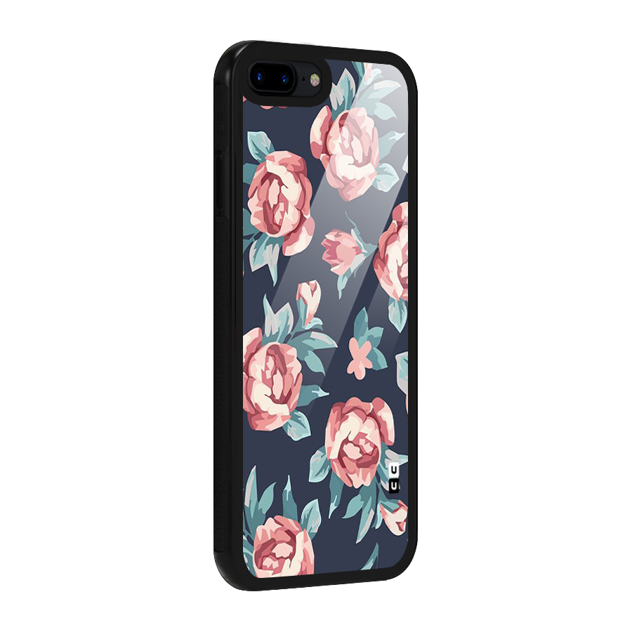 Flowers Painting Glass Back Case for iPhone 8 Plus