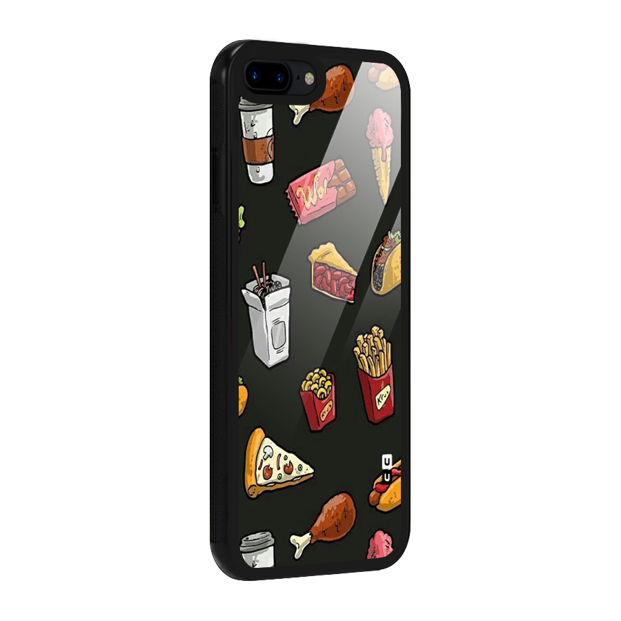 Foodie Pattern Glass Back Case for iPhone 8 Plus