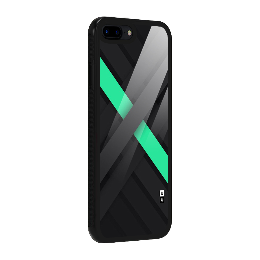 Green Stripe Diagonal Glass Back Case for iPhone 8 Plus