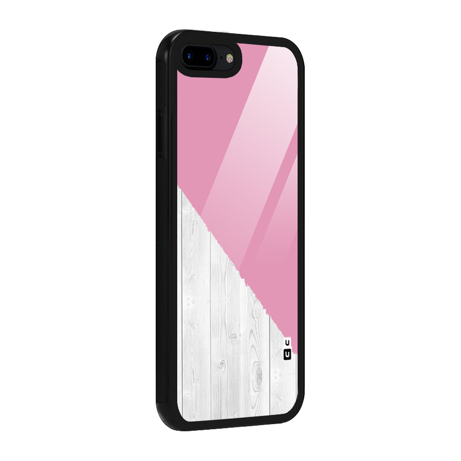 Grey Pink Wooden Design Glass Back Case for iPhone 8 Plus