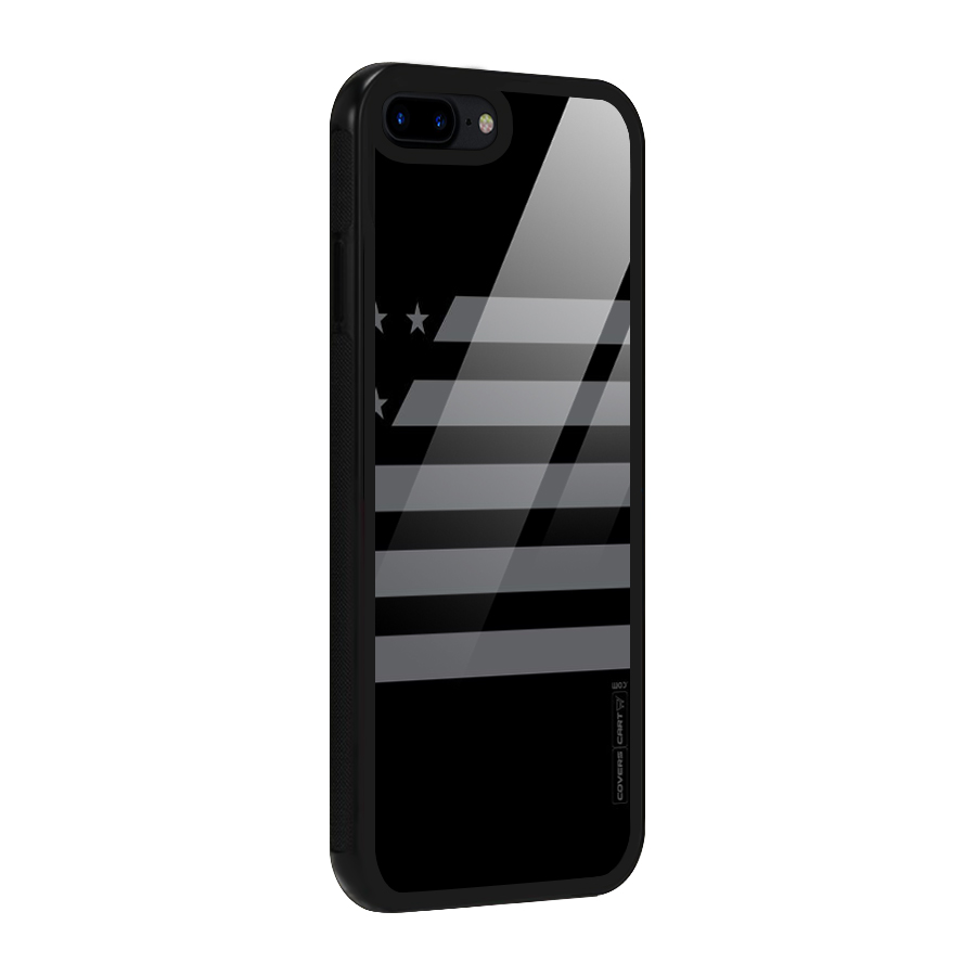 Grey Star Striped Pattern Glass Back Case for iPhone 8 Plus