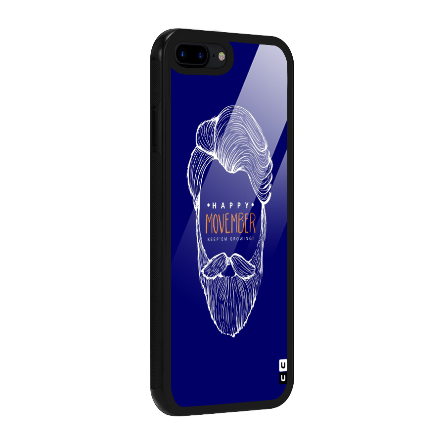 Happy Movember Blue Glass Back Case for iPhone 8 Plus