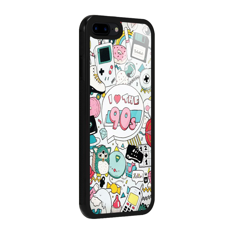 Heart 90s Glass Back Case for iPhone 8 Plus