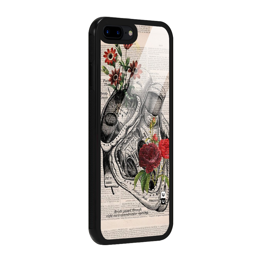 Heart Newspaper Glass Back Case for iPhone 8 Plus