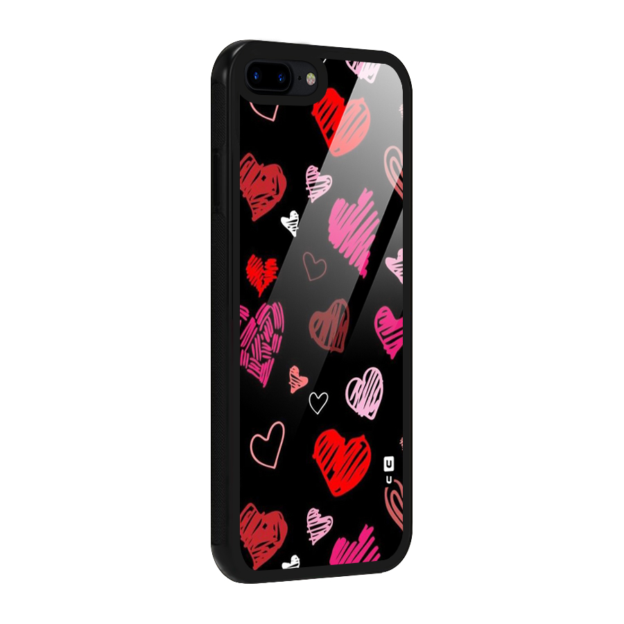 Hearts Art Pattern Glass Back Case for iPhone 8 Plus