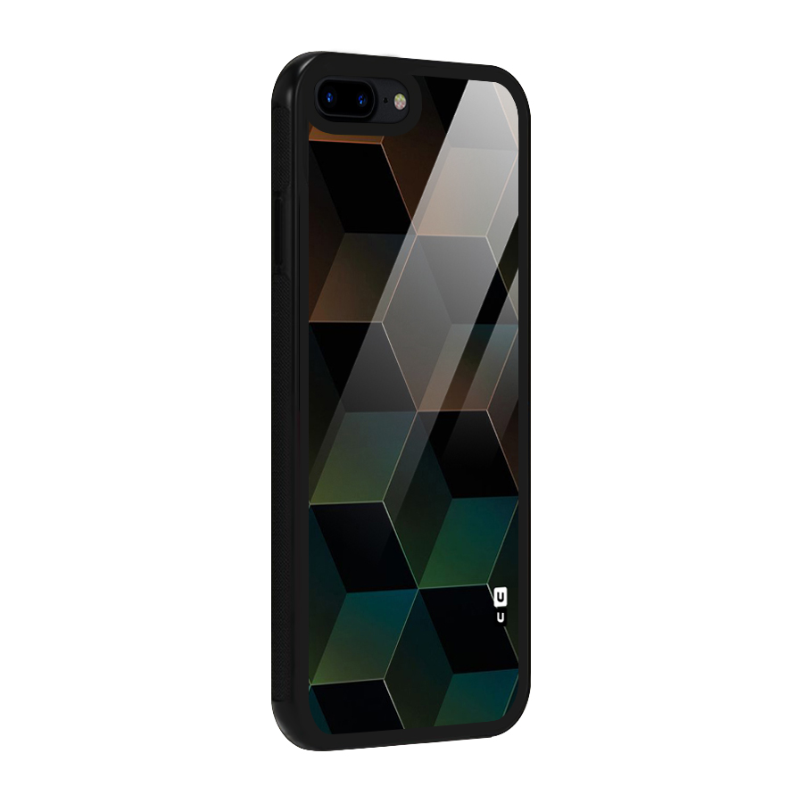 Hexagonal Design Glass Back Case for iPhone 8 Plus