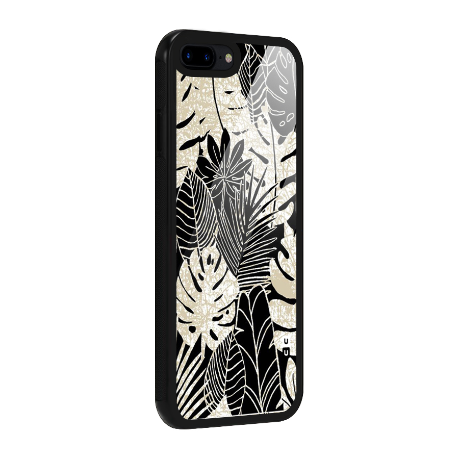 Leaf Pattern Glass Back Case for iPhone 8 Plus