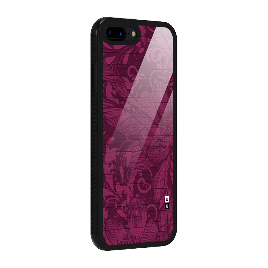 Magenta Floral Pattern Glass Back Case for iPhone 8 Plus