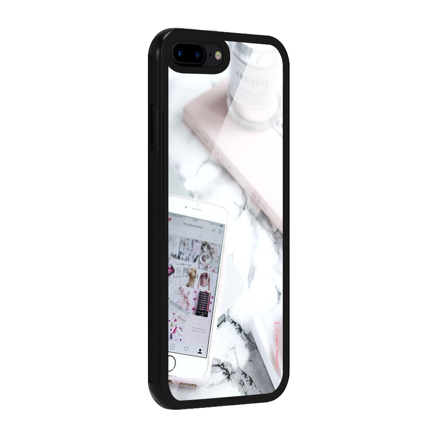 Make Up And Phone Glass Back Case for iPhone 8 Plus