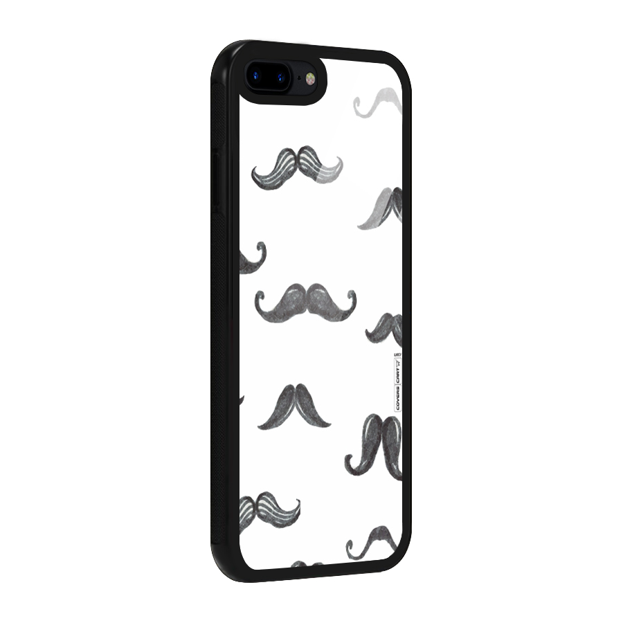 Moustache Pattern (Black) Glass Back Case for iPhone 8 Plus