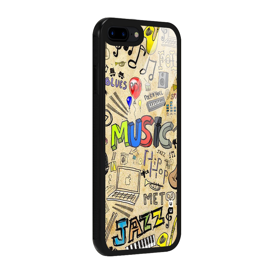 Music Pattern Glass Back Case for iPhone 8 Plus