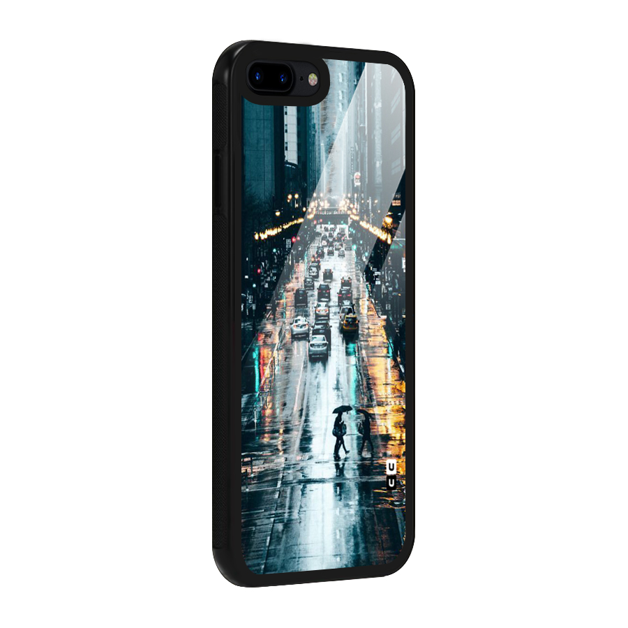 NY Streets Rainy Glass Back Case for iPhone 8 Plus