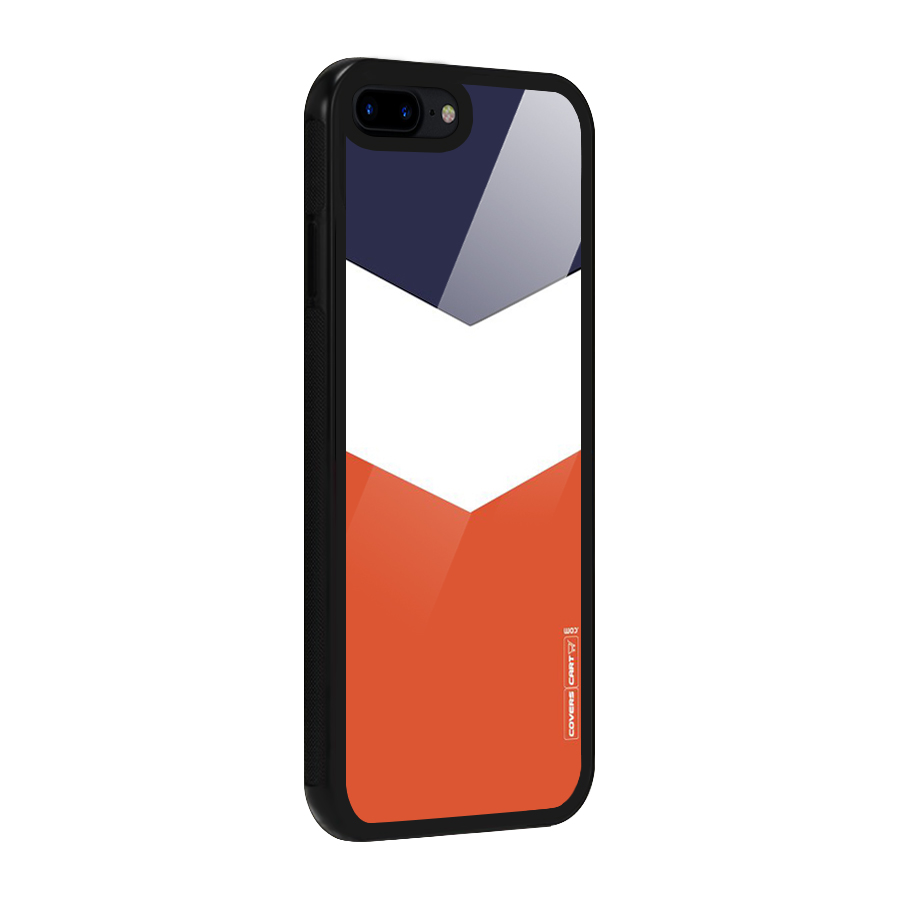 Navy Blue White Orange Arrow Glass Back Case for iPhone 8 Plus