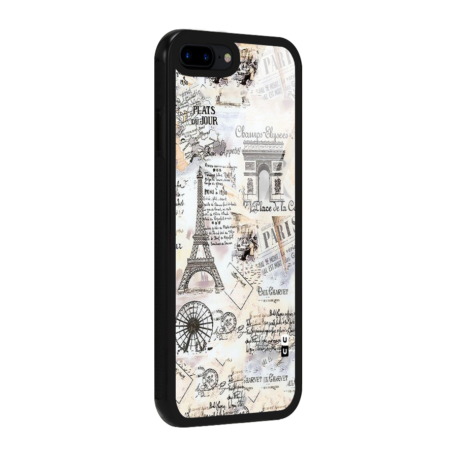 Paris Paper Glass Back Case for iPhone 8 Plus