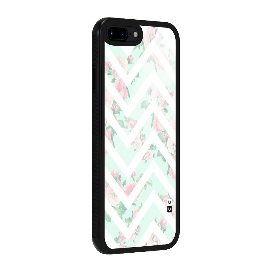 Pastel Floral Zig Zag Glass Back Case for iPhone 8 Plus
