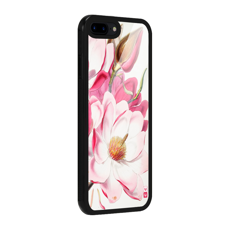 Pink Beautiful Flower Glass Back Case for iPhone 8 Plus