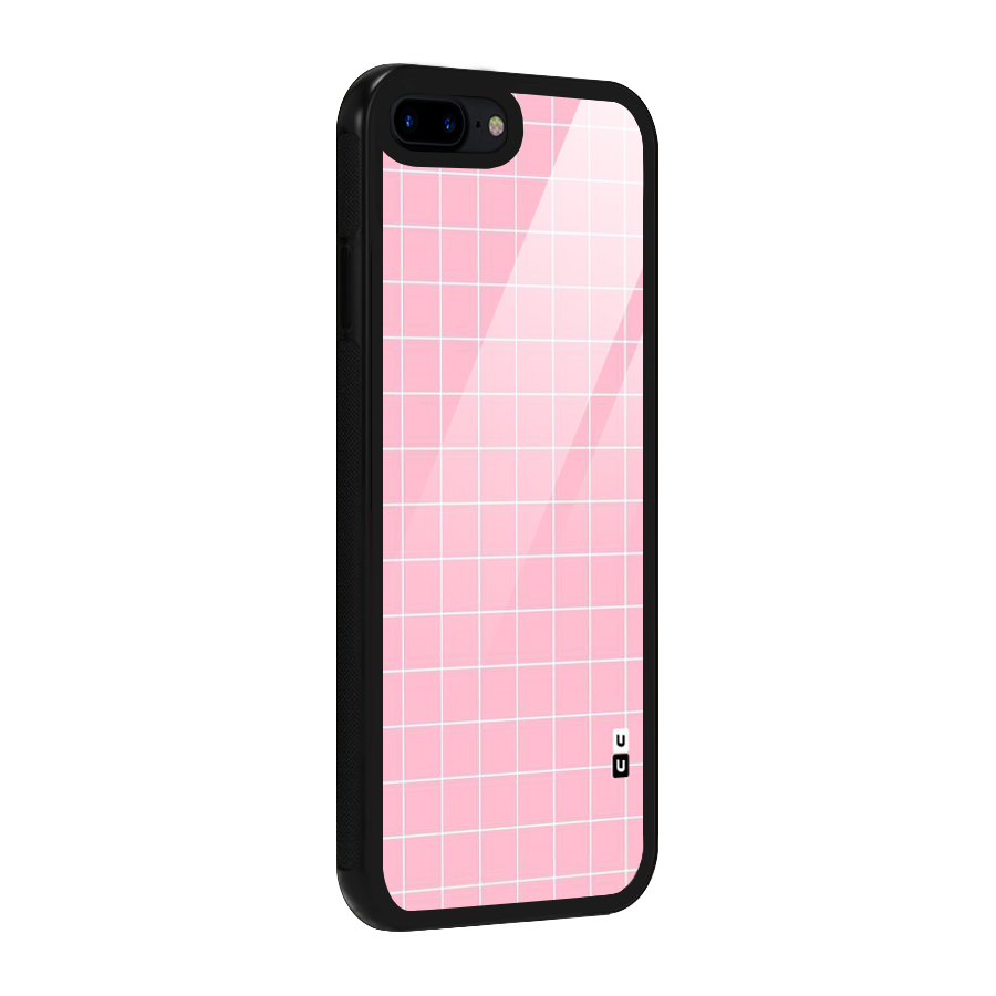 Pink Checks Glass Back Case for iPhone 8 Plus