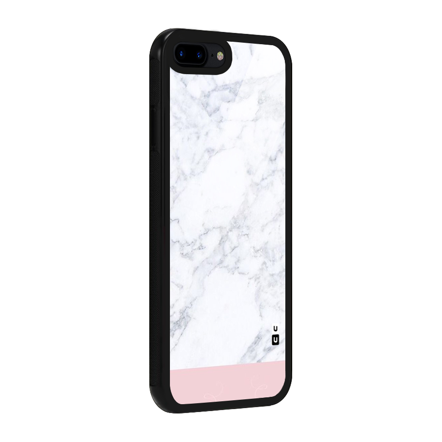 Pink White Merge Marble Glass Back Case for iPhone 8 Plus