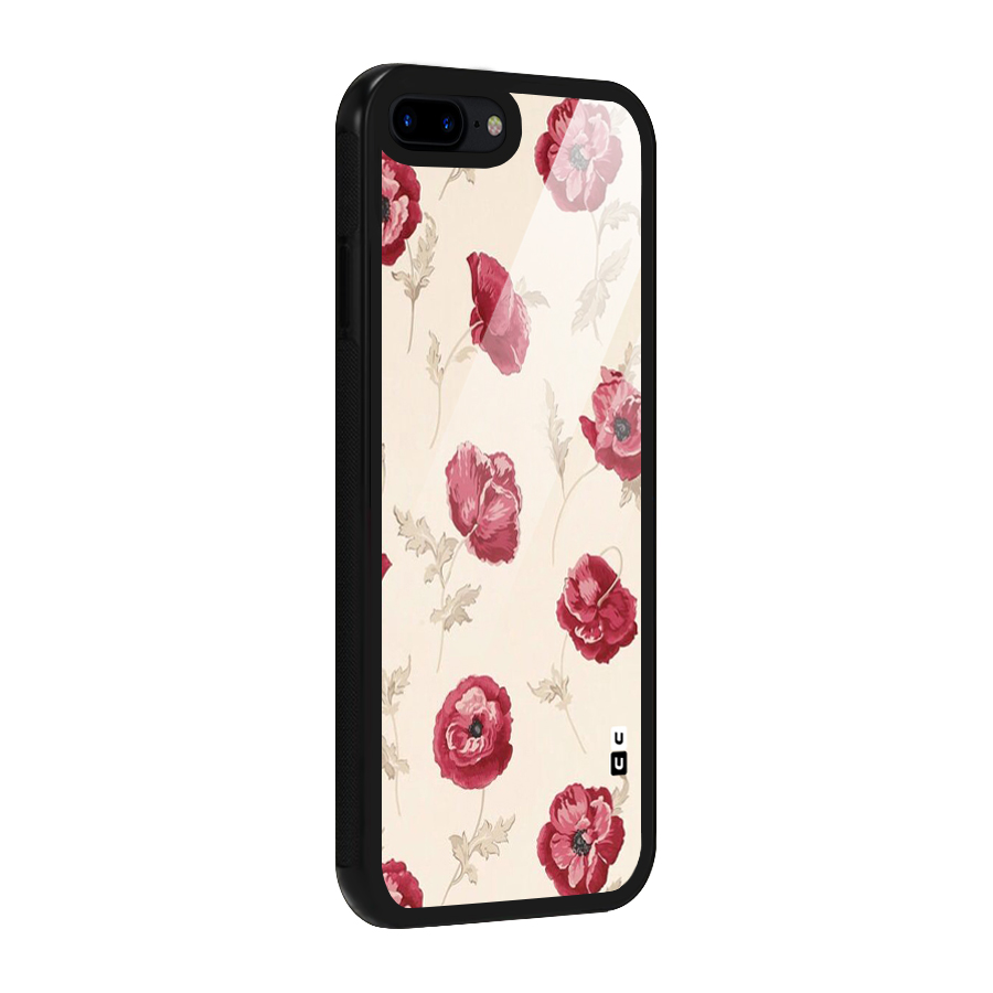 Red Rose Floral Art Glass Back Case for iPhone 8 Plus