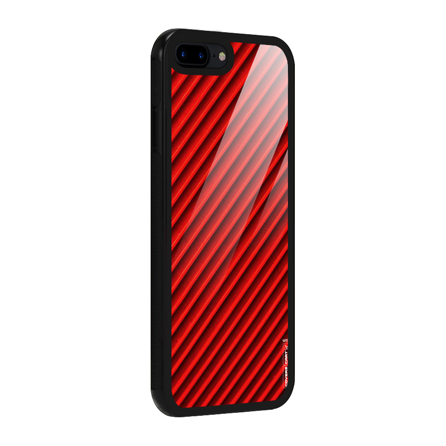 Red Rugged Stripes Glass Back Case for iPhone 8 Plus