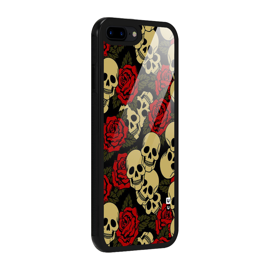 Skulled Roses Glass Back Case for iPhone 8 Plus