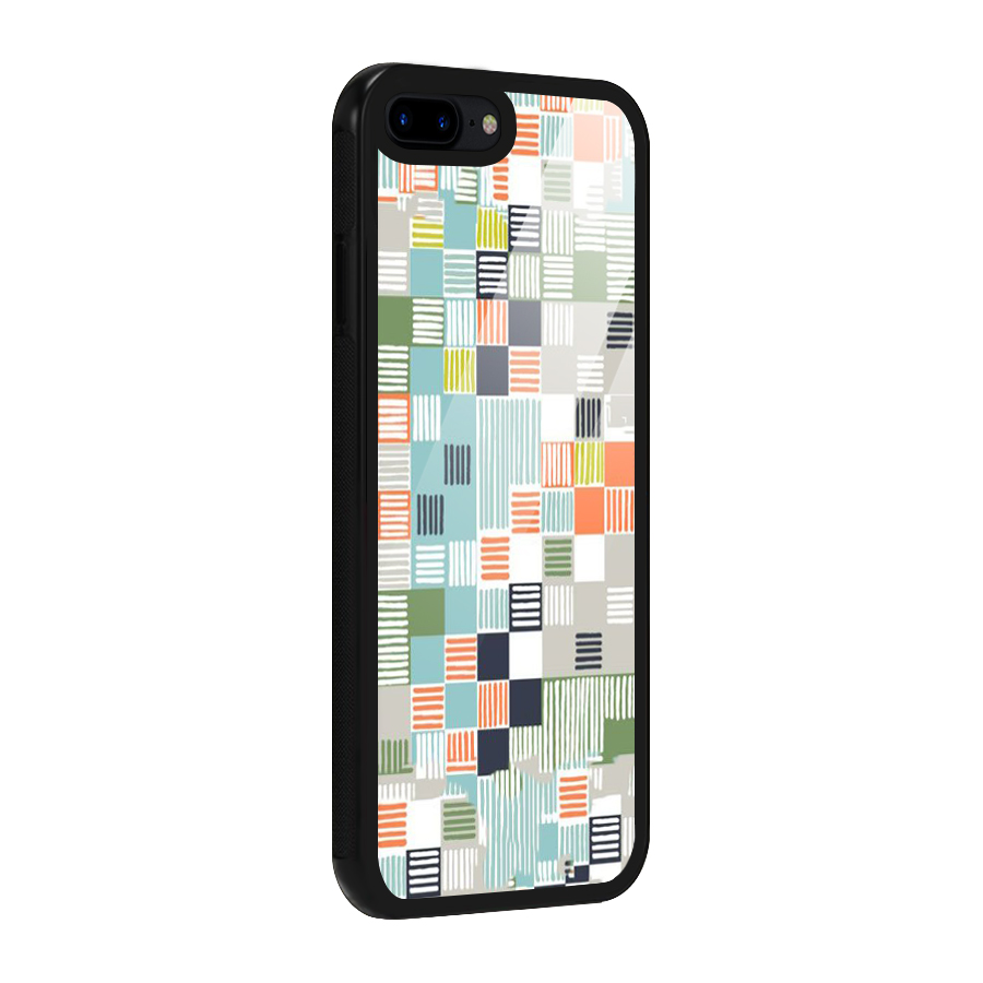 Tiny Boxes Stripes Glass Back Case for iPhone 8 Plus