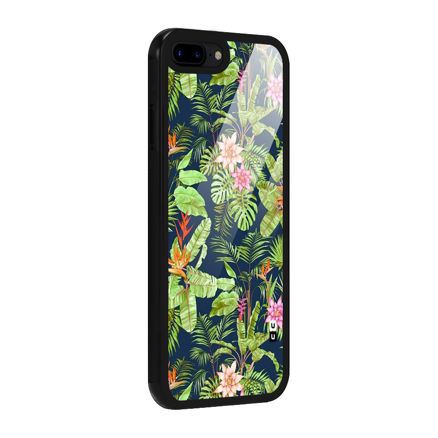 Tiny Flower Leaves Glass Back Case for iPhone 8 Plus