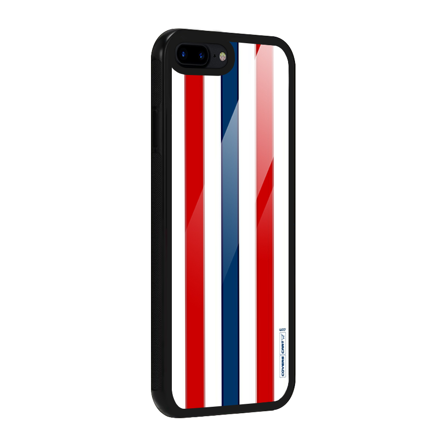 Tricolor Stripes Glass Back Case for iPhone 8 Plus