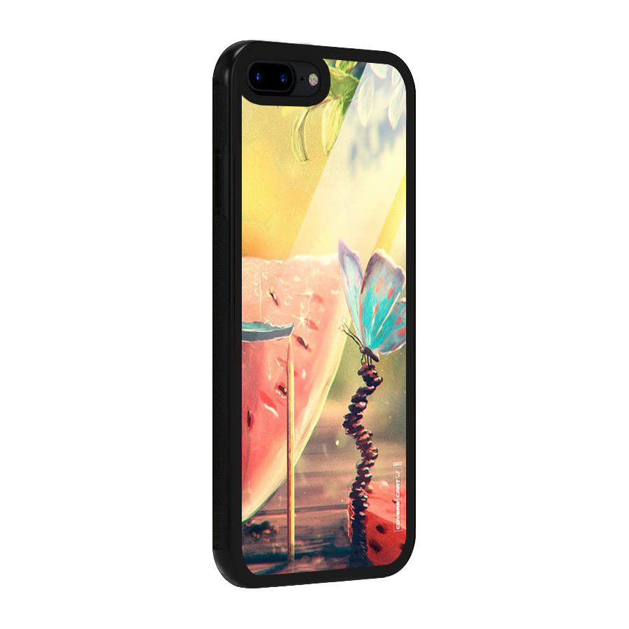 Watermelon Butterfly Glass Back Case for iPhone 8 Plus