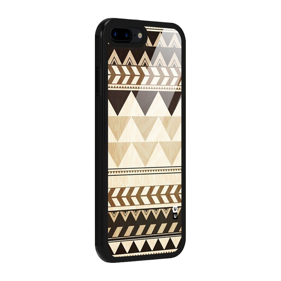 Wooden Printed Chevron Glass Back Case for iPhone 8 Plus