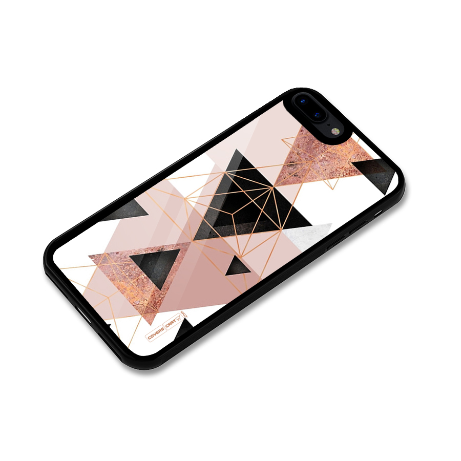 Abstract Rose Gold Triangles Glass Back Case for iPhone 8 Plus