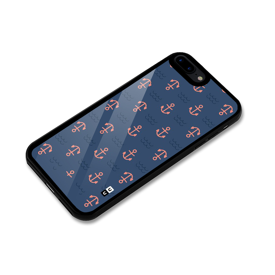 Anchor Sea Blue Glass Back Case for iPhone 8 Plus