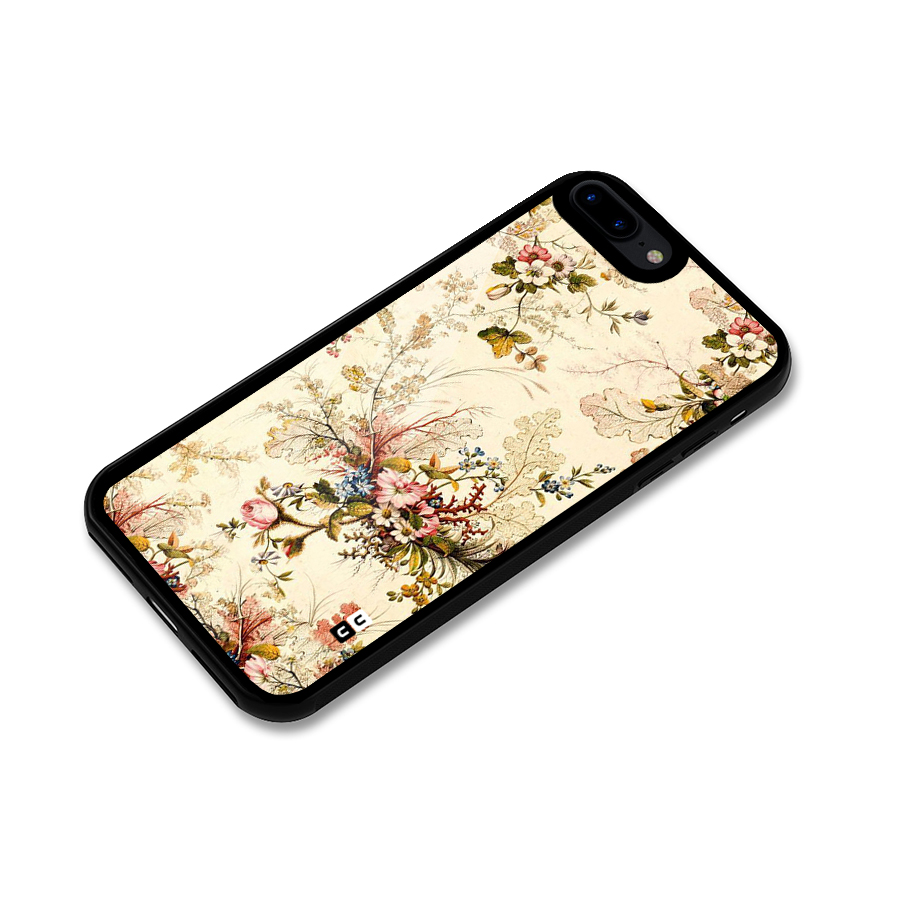 Beige Floral Glass Back Case for iPhone 8 Plus