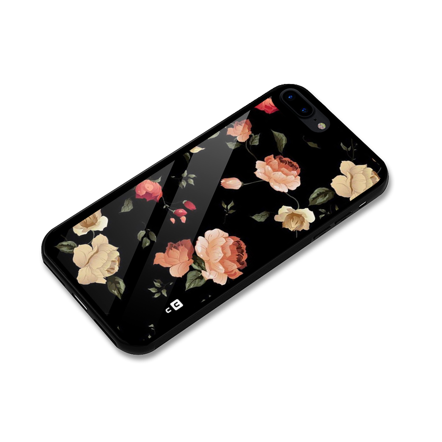 Black Artistic Floral Glass Back Case for iPhone 8 Plus