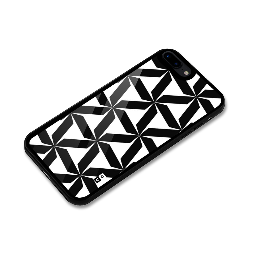 Black White Fan Design Glass Back Case for iPhone 8 Plus