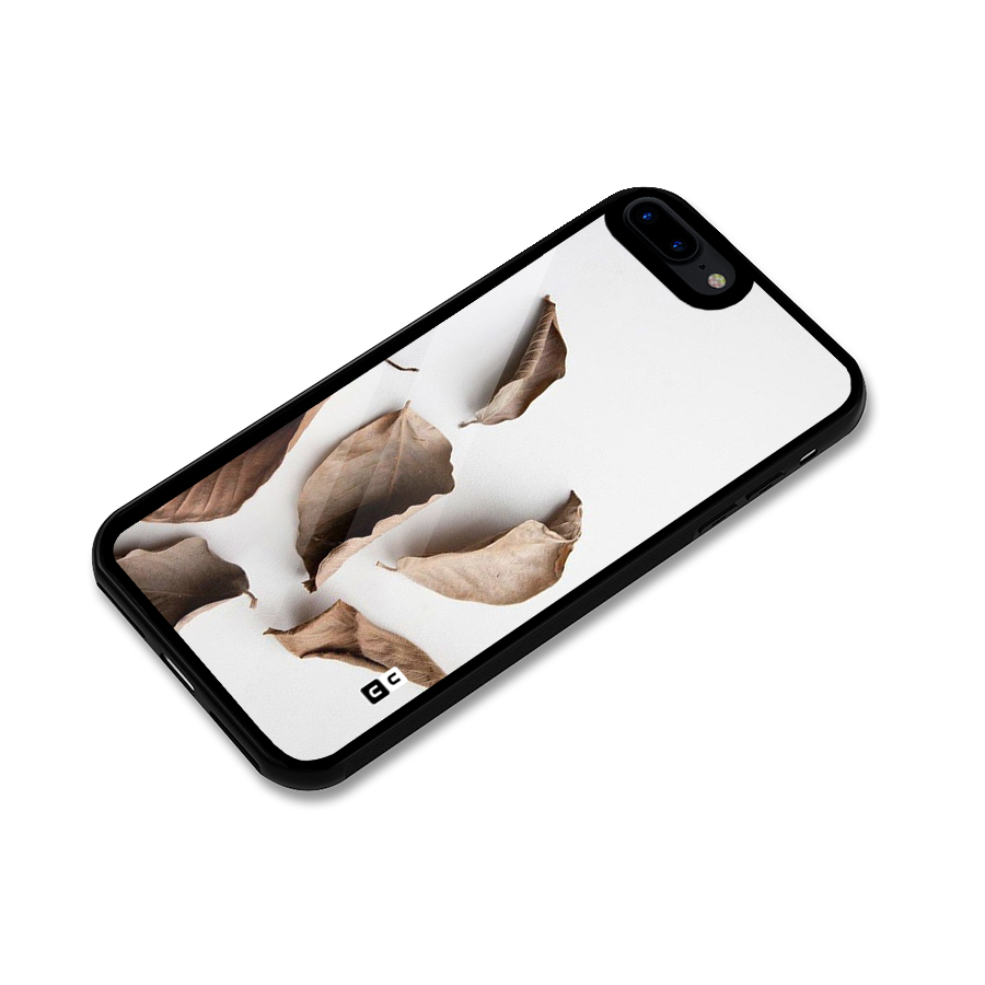 Brown Dusty Leaves Glass Back Case for iPhone 8 Plus