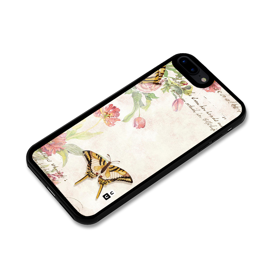 Butterfly Floral Glass Back Case for iPhone 8 Plus