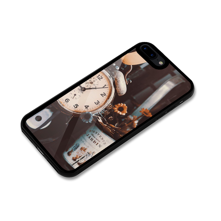 Clock And Flowers Glass Back Case for iPhone 8 Plus